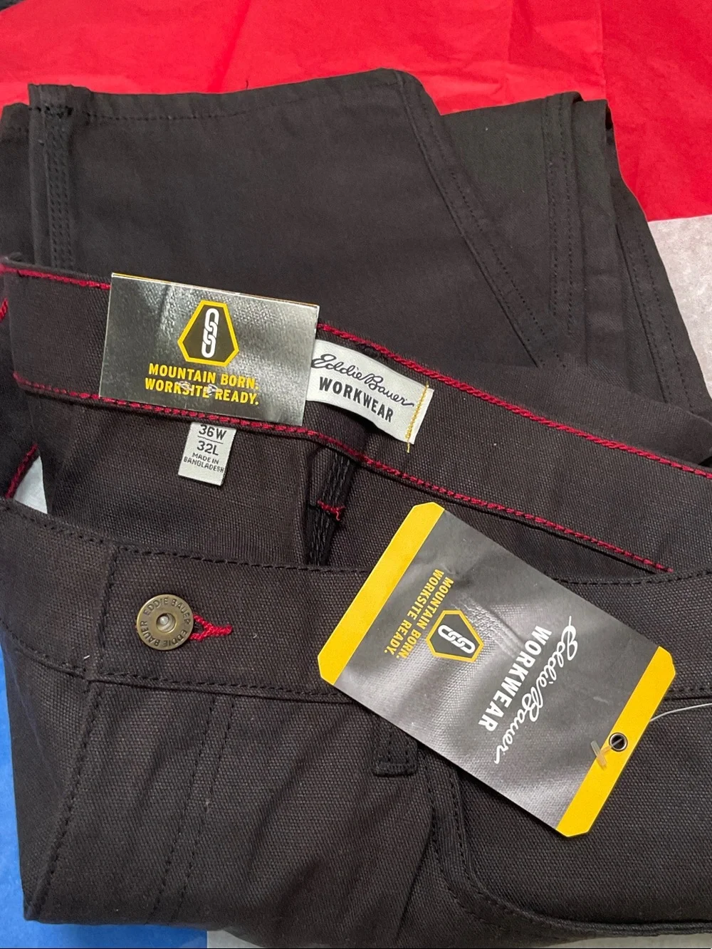 36/32 Eddie Bauer Men’s Black Relaxed Workwear Jeans